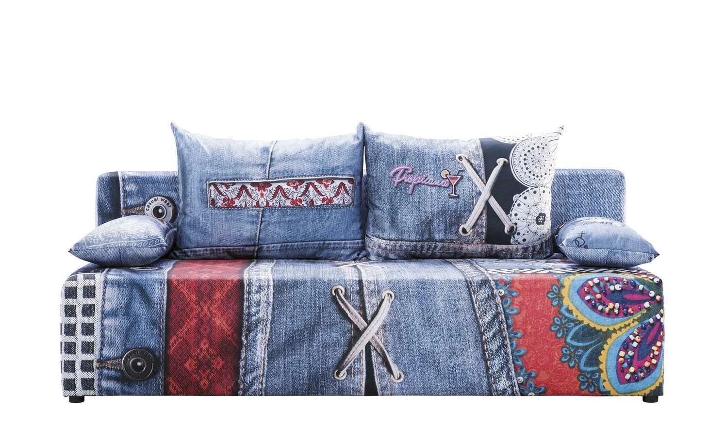 Schlafsofa Denny Premium | Jeansblau / mehrfarbig Premium-Ausführung 3 Schlafsofa Denny Premium | Jeansblau / mehrfarbig Premium-Ausführung