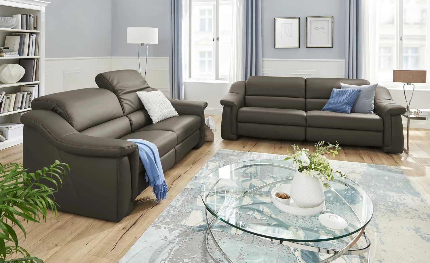 himolla Ledersofa 1501 | Braun (Grau-Braun) Grundfunktion 2,5 3 himolla Ledersofa 1501 | Braun (Grau-Braun) Grundfunktion 2,5