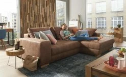 bobb Ecksofa Caro | Cognac (Hellbraun) Mikrofaser in Kunstlederoptik rechts Erweiterte Funktion -Sofas Verkaufsladen 20405449 9 201811271544