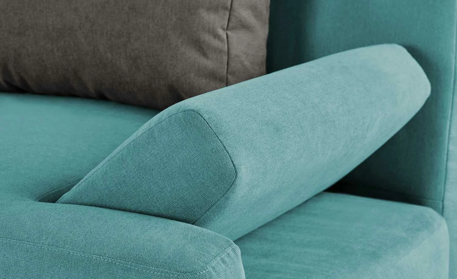 smart Schlafsofa Regina | Flachgewebe Petrol / Schlamm 7 smart Schlafsofa Regina | Flachgewebe Petrol / Schlamm – Bild 5