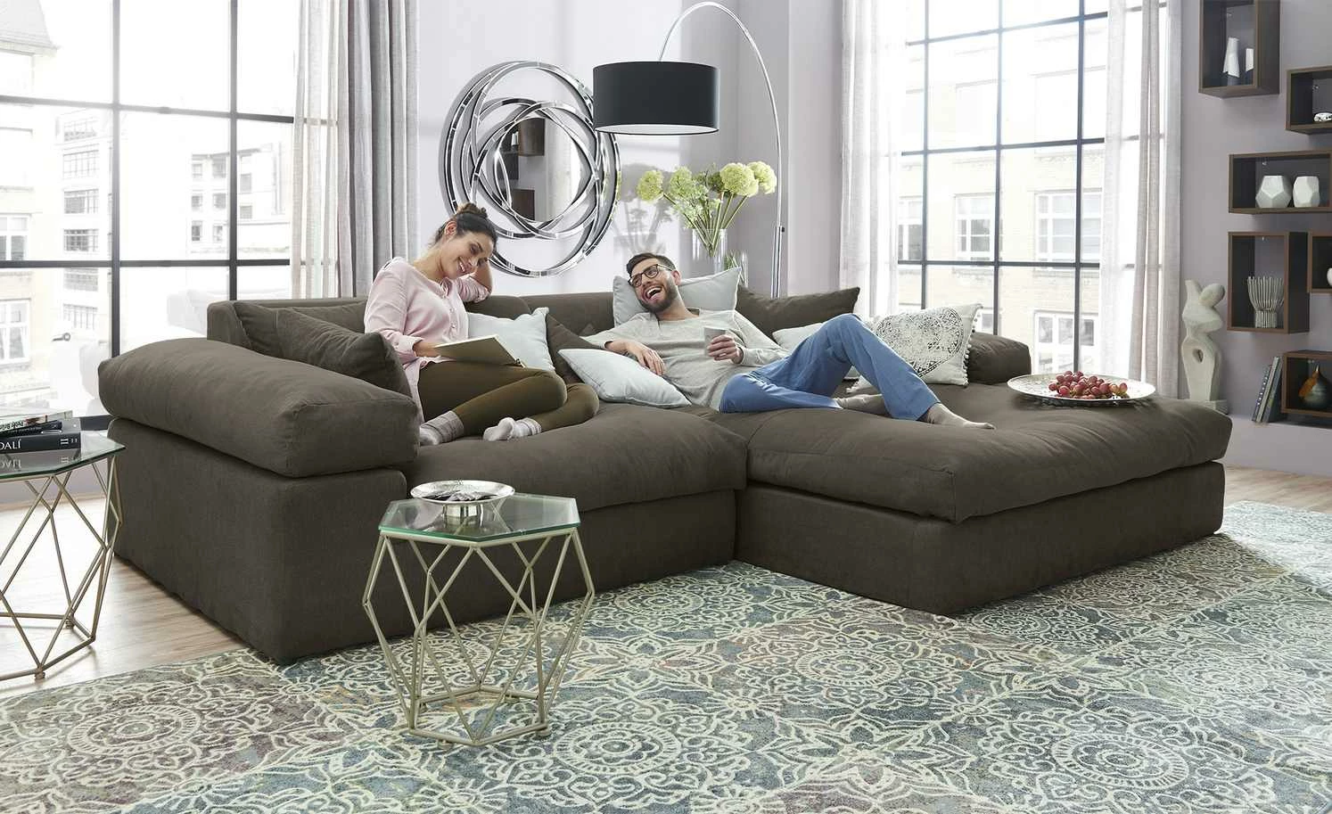 smart Ecksofa Lianea | Flachgewebe Schlamm / Silbergrau rechts 3 smart Ecksofa Lianea | Flachgewebe Schlamm / Silbergrau rechts