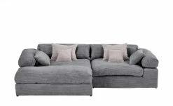 smart Ecksofa Lianea | Cordstoff Grau / Altrosa links