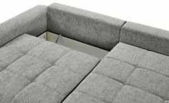 bobb Ecksofa mit Boxspringpolsterung Filis de Luxe | AquaClean-Webstoff (Pascha) Melange (Grau) rechts verchromt -Sofas Verkaufsladen 24400324 2 201907152242