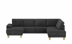 smart Wohnlandschaft Atara | Schwarz rechts Flachgewebe