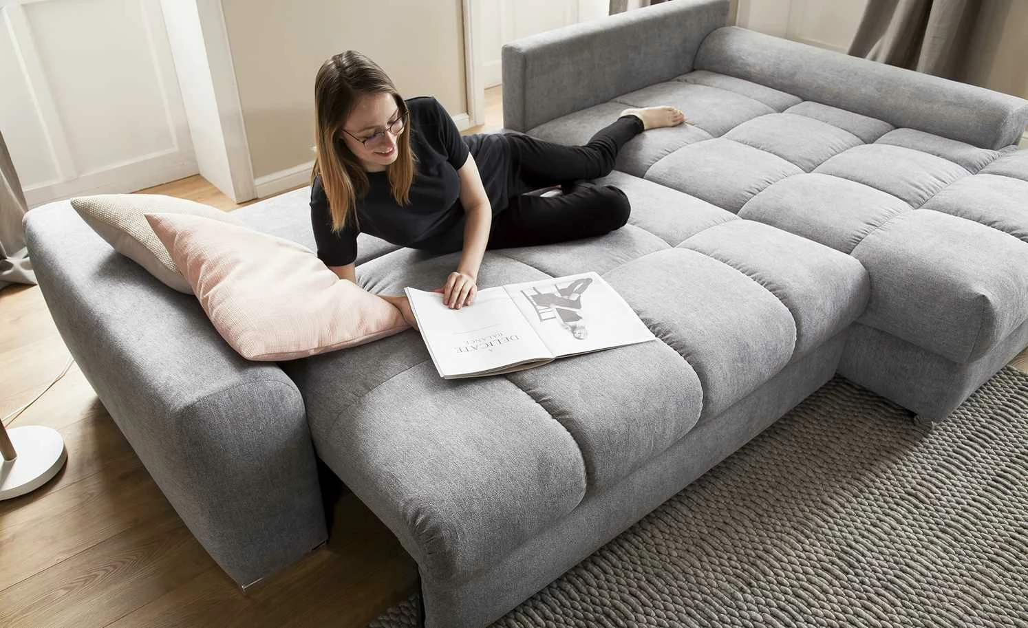 bobb Ecksofa Soumia | Melange (Grau) rechts Mikrofaser 6 bobb Ecksofa Soumia | Melange (Grau) rechts Mikrofaser – Bild 4