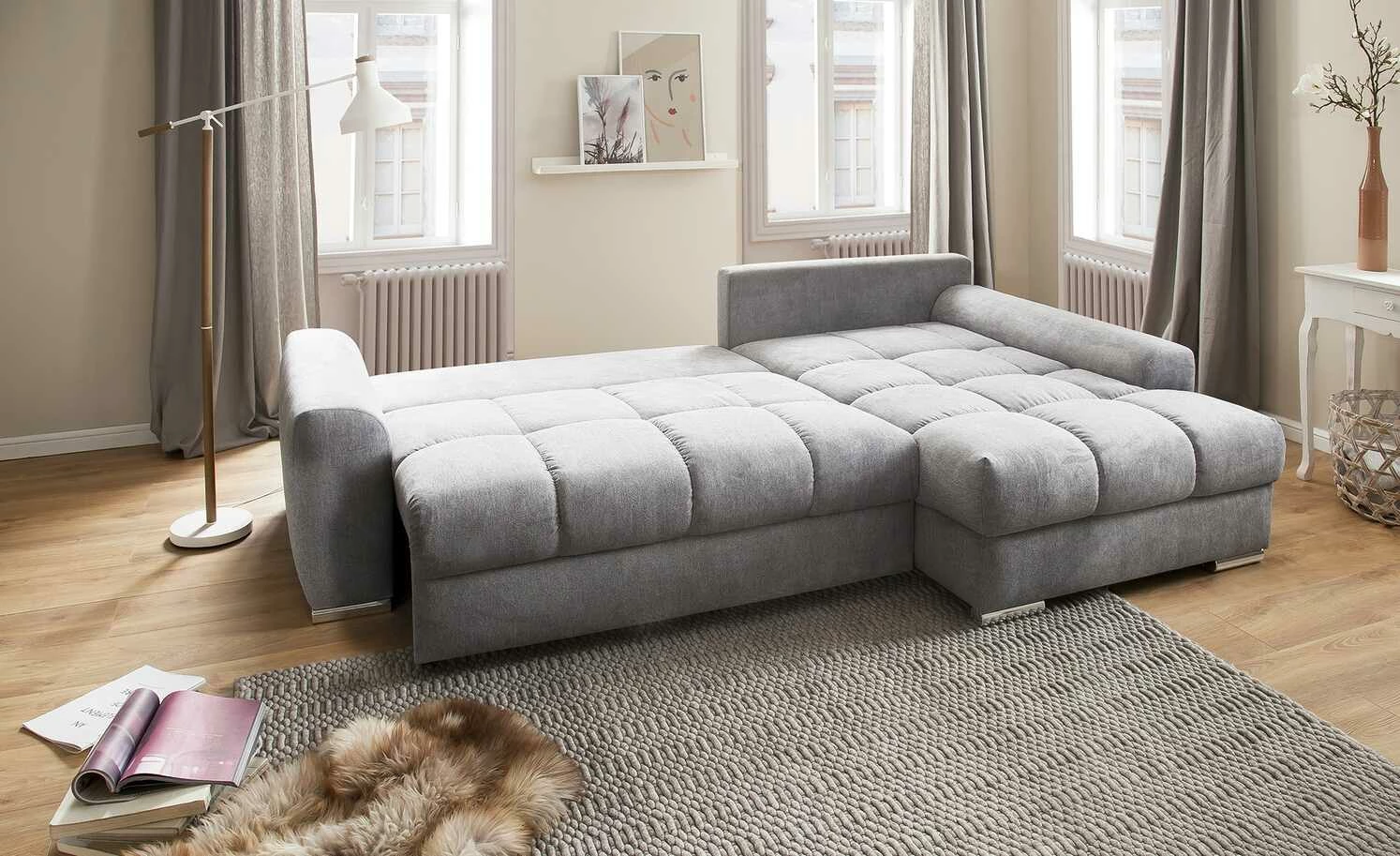 bobb Ecksofa Soumia | Melange (Grau) rechts Mikrofaser 4 bobb Ecksofa Soumia | Melange (Grau) rechts Mikrofaser – Bild 2