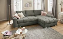 bobb Ecksofa Soumia | Dunkelgrau (Darkgrey) rechts Mikrofaser