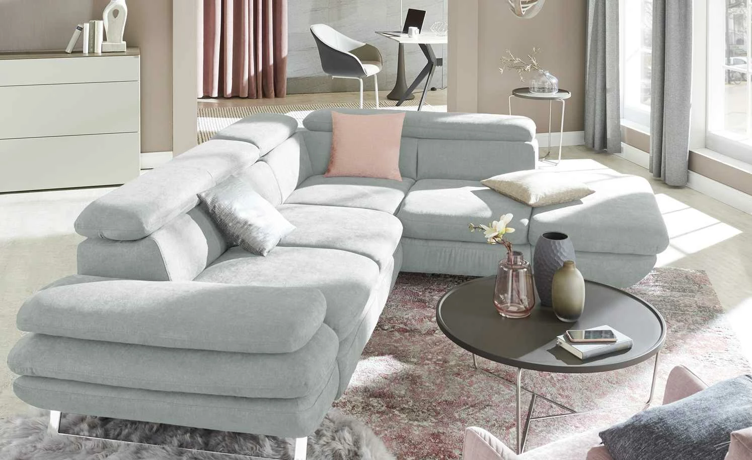 uno Ecksofa Preston | Hellgrau rechts Grundfunktion 3 uno Ecksofa Preston | Hellgrau rechts Grundfunktion