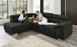 Ecksofa Chocolo | Schwarz links Grundfunktion