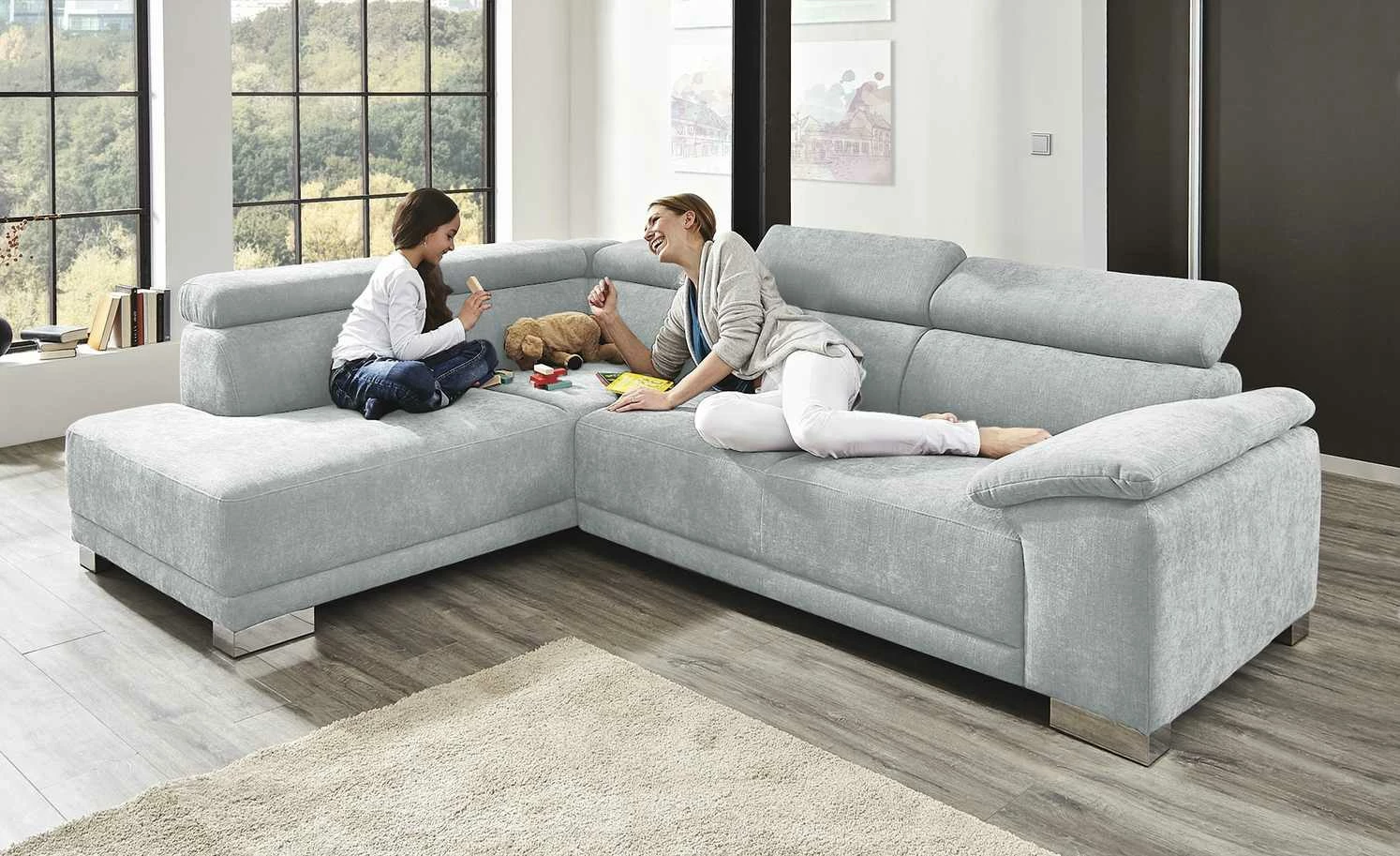 Ecksofa Chocolo | Hellblau links Grundfunktion 3 Ecksofa Chocolo | Hellblau links Grundfunktion