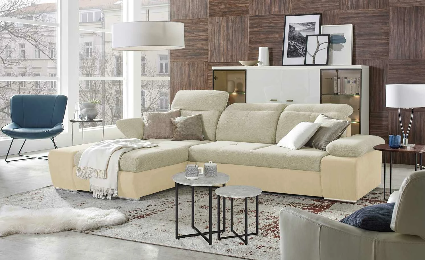 switch Ecksofa Avilla | Beige / Beige-Braun links Grundfunktion 3 switch Ecksofa Avilla | Beige / Beige-Braun links Grundfunktion