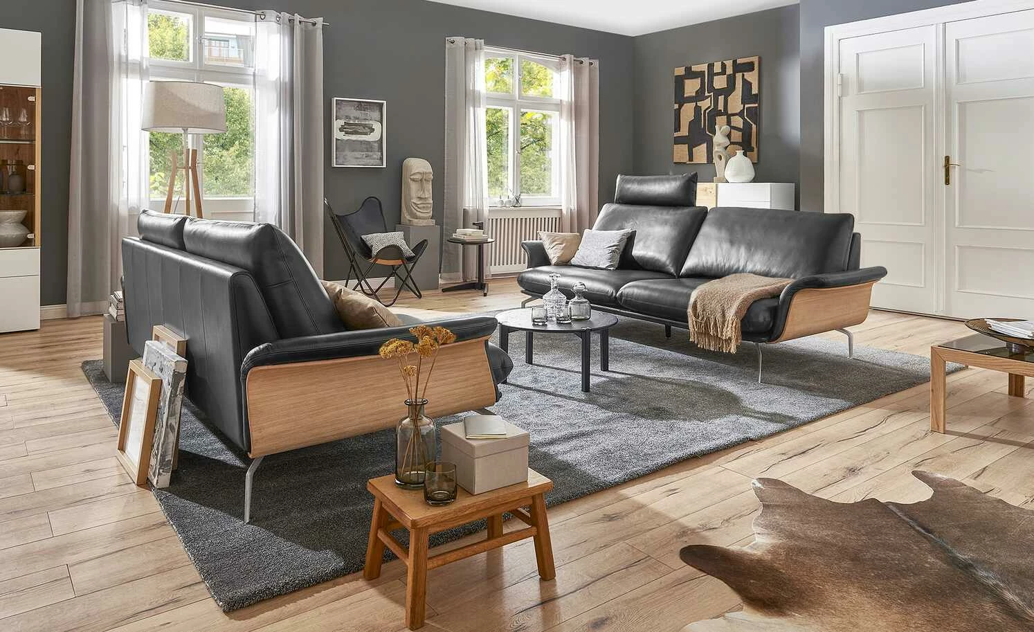 Nils Olsen Ledersofa Alva | Schwarz 3 3 Nils Olsen Ledersofa Alva | Schwarz 3