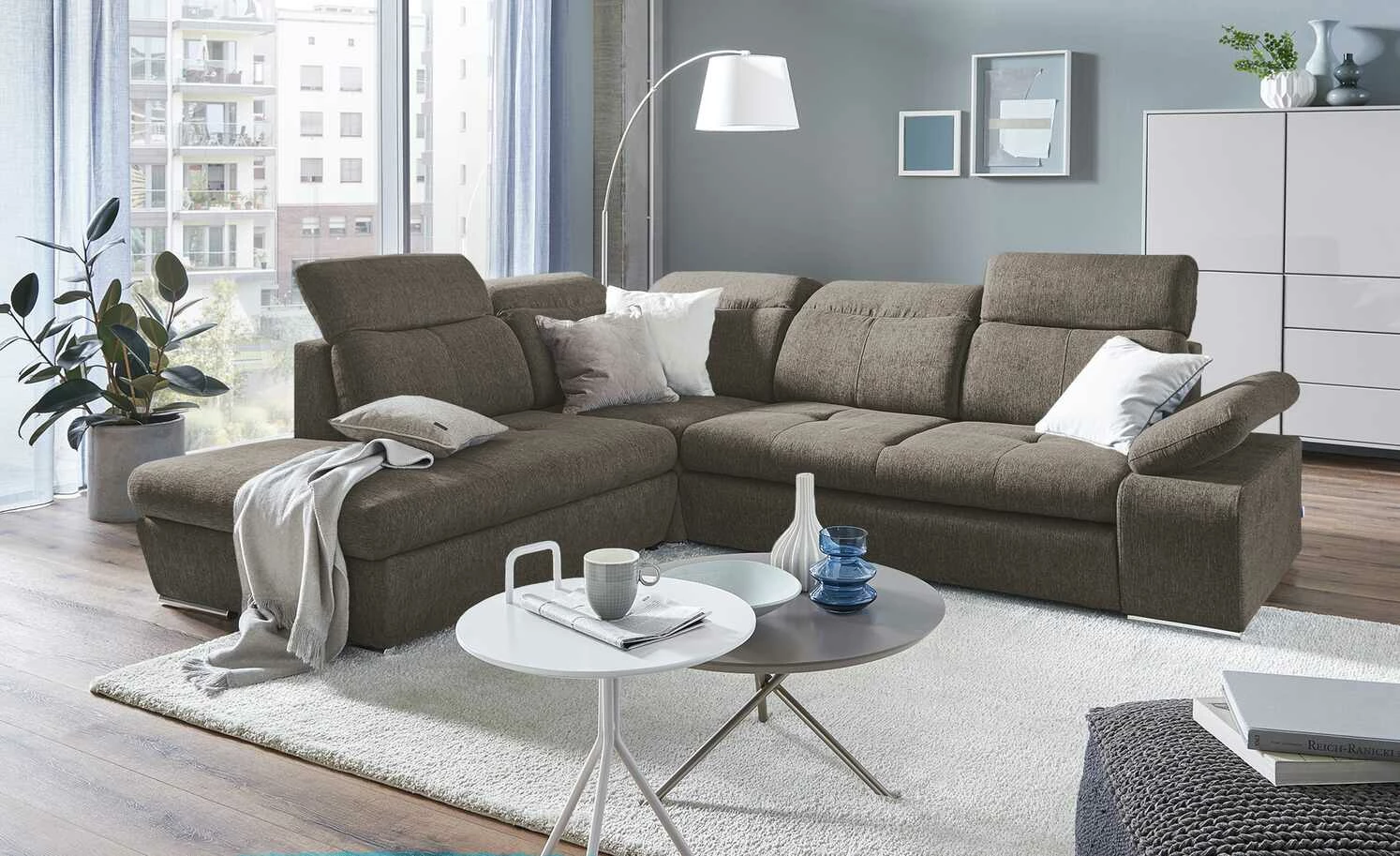 switch Ecksofa Avilla | Grau-Braun links Grundfunktion 3 switch Ecksofa Avilla | Grau-Braun links Grundfunktion