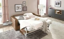 Betty Schlafsofa Betty | Rot-Braun mit Kaltschaum-Matratze