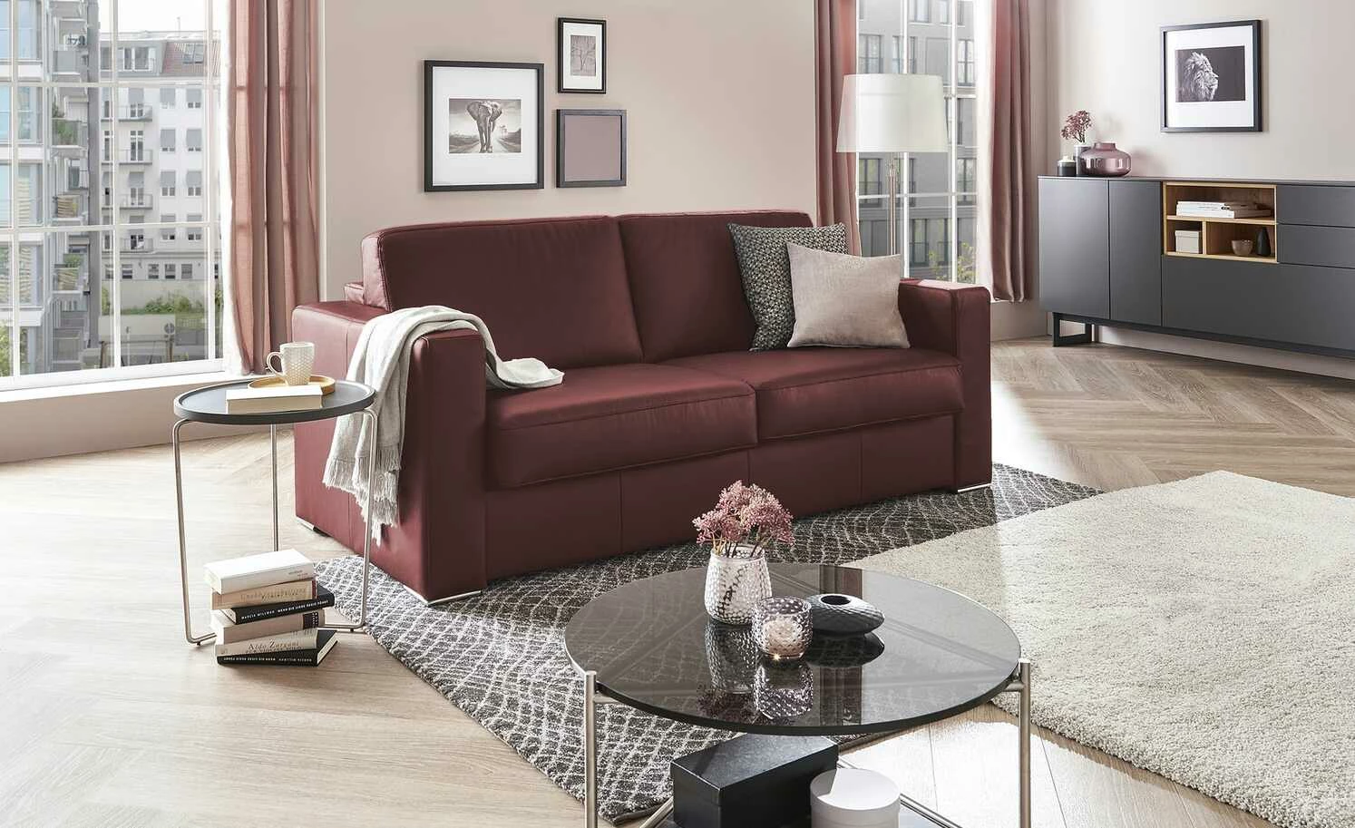 Betty Schlafsofa Betty | Dunkelrot mit Kaltschaum-Matratze 4 Betty Schlafsofa Betty | Dunkelrot mit Kaltschaum-Matratze – Bild 2