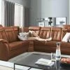 Polstermöbel Oelsa Komfort-Ecksofa aus Leder Andorra | Cognac (Orange-Braun) links Erweiterte Funktion