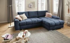 bobb Ecksofa Soumia | Marineblau rechts Mikrofaser