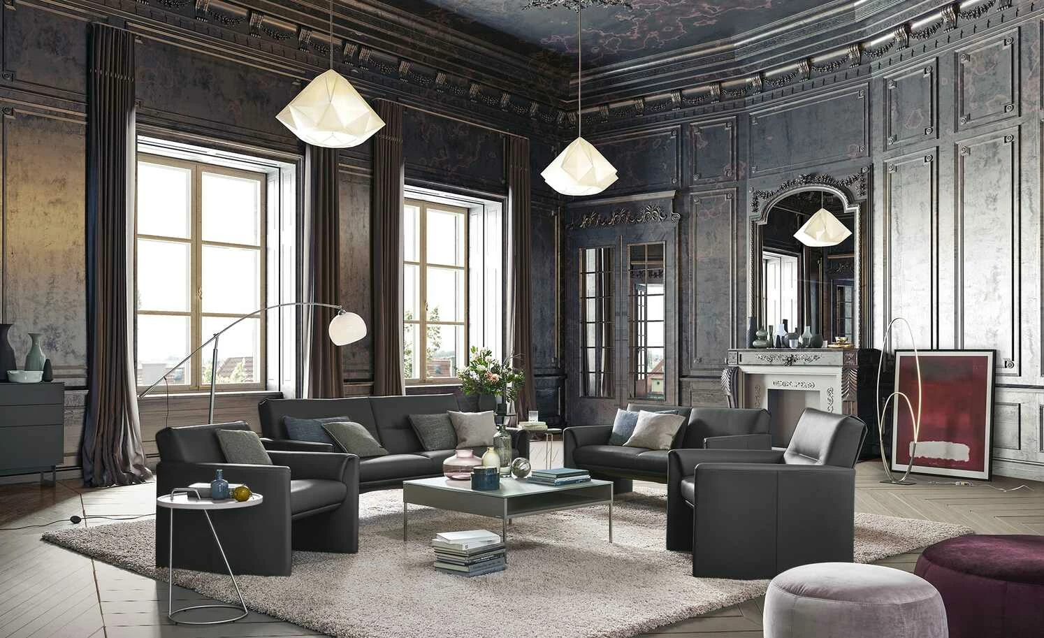 Ledersofa, niedrig Boavista | Schwarz 3 Ledersofa, niedrig Boavista | Schwarz