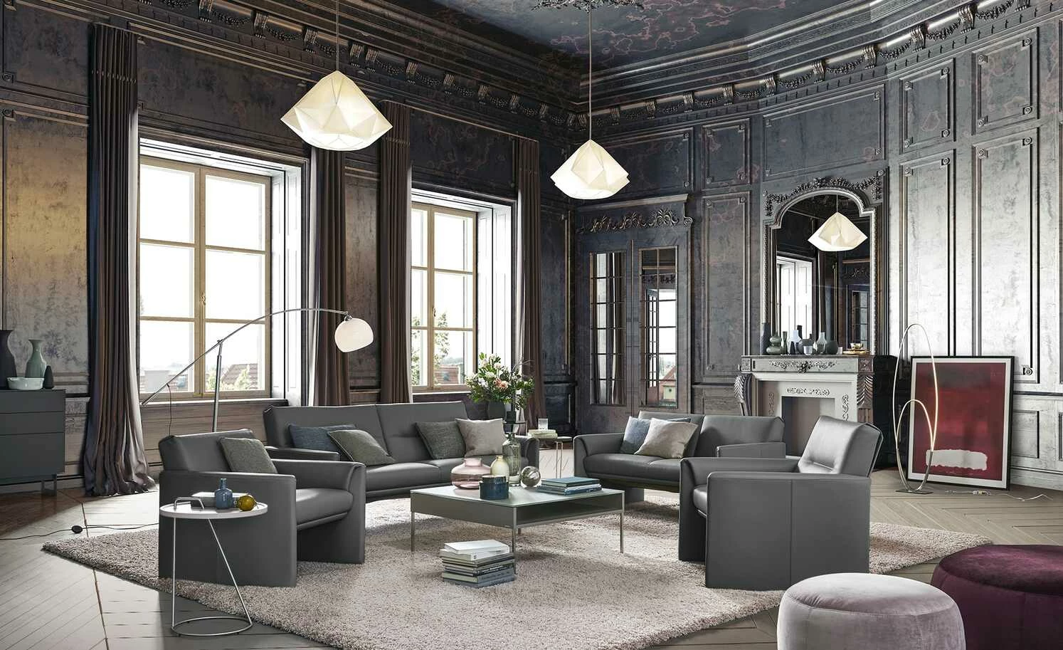 Ledersofa, niedrig Boavista | Ombra (Dunkelgrau) 3 Ledersofa, niedrig Boavista | Ombra (Dunkelgrau)