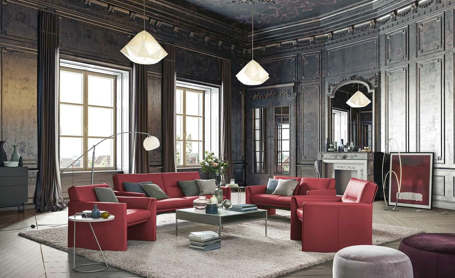 Ledersofa, hoch Boavista | Ferrari (Rot) 3 Ledersofa, hoch Boavista | Ferrari (Rot)