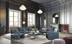 Ledersofa, hoch Boavista | Tempest (Dunkelblau)