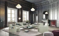 Ledersofa, hoch Boavista | Dawn (Hellgrau)