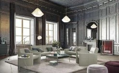 Ledersofa, hoch Boavista | Mist (Grau)