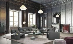 Ledersofa, hoch Boavista | Ombra (Dunkelgrau)