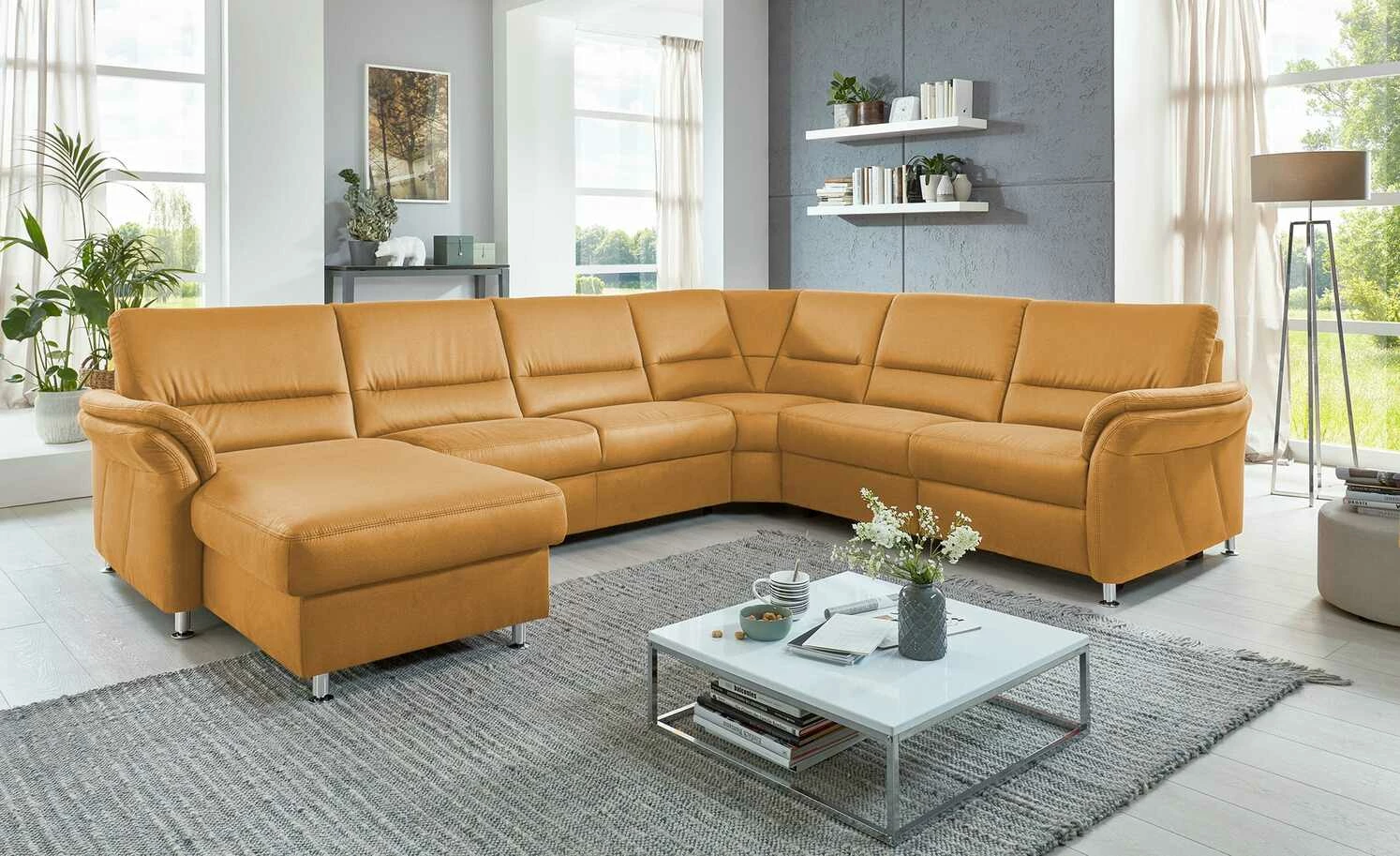 meinSofa Wohnlandschaft mit Boxspringpolsterung Donald | Curry (Gelb) rechts ohne 3 meinSofa Wohnlandschaft mit Boxspringpolsterung Donald | Curry (Gelb) rechts ohne