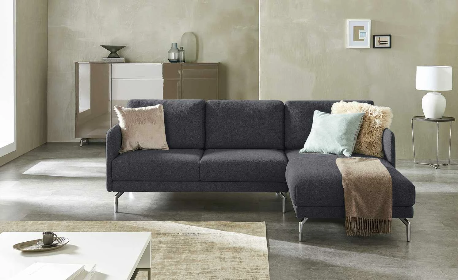 hülsta Sofa Ecksofa HS 450 | Anthrazit / Schwarzgrau rechts 3 hülsta Sofa Ecksofa HS 450 | Anthrazit / Schwarzgrau rechts