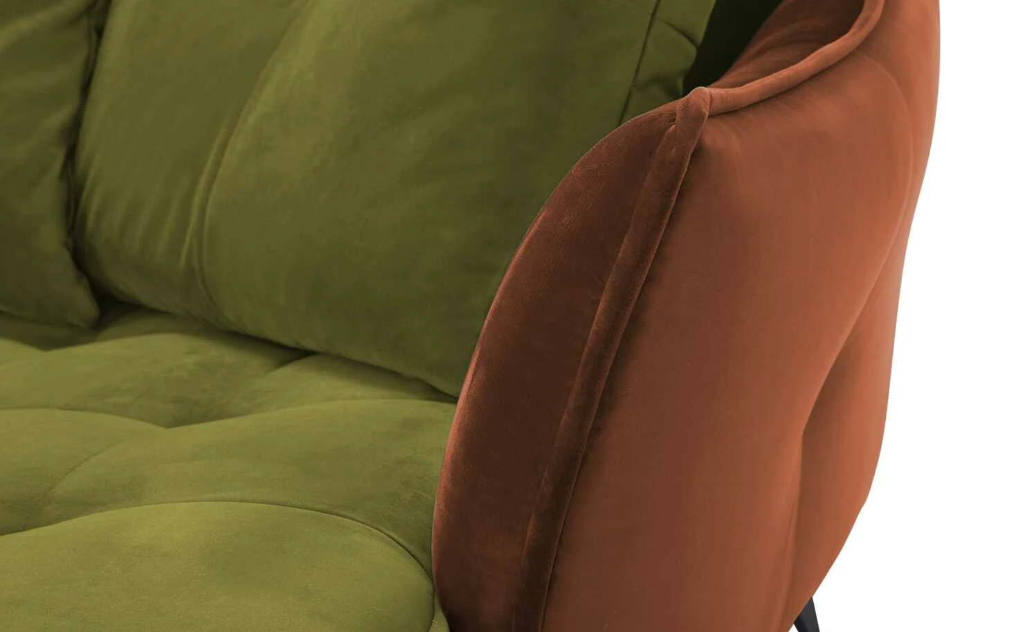 Ecksofa Crease | Kiwigrün / Rostrot rechts 9 Ecksofa Crease | Kiwigrün / Rostrot rechts – Bild 7