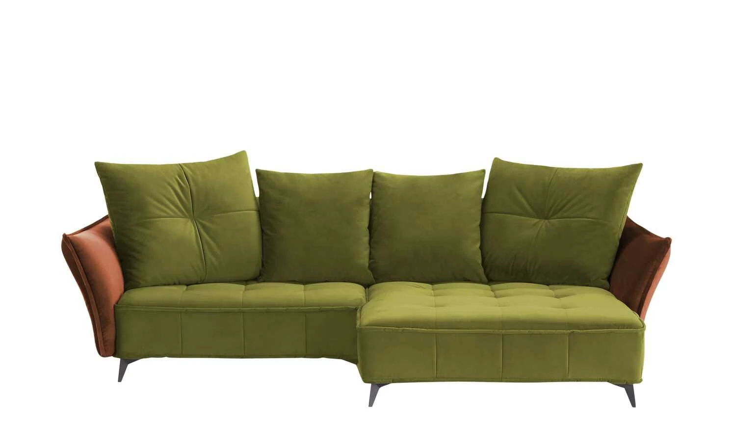 Ecksofa Crease | Kiwigrün / Rostrot rechts 3 Ecksofa Crease | Kiwigrün / Rostrot rechts