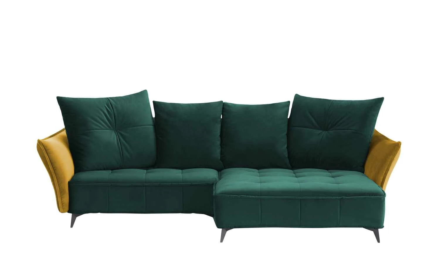 Ecksofa Crease | Dunkelgrün / Currygelb rechts 3 Ecksofa Crease | Dunkelgrün / Currygelb rechts
