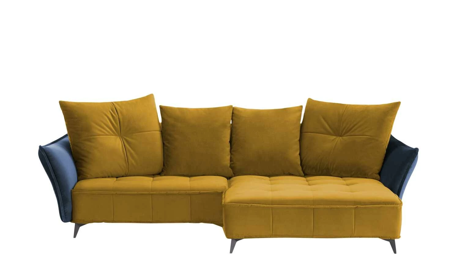 Ecksofa Crease | Currygelb / Blau rechts 3 Ecksofa Crease | Currygelb / Blau rechts