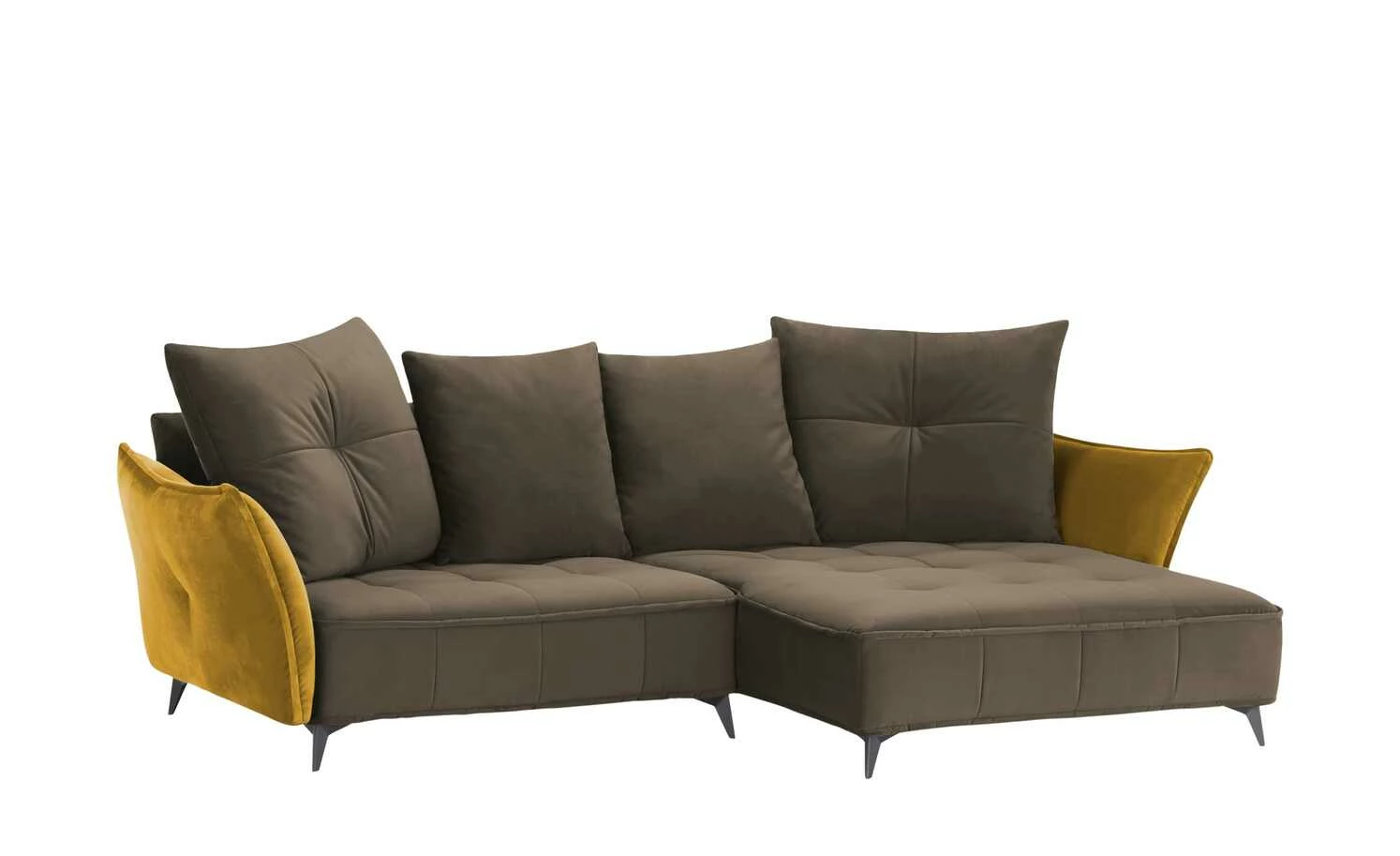 Ecksofa Crease | Braun / Currygelb rechts 4 Ecksofa Crease | Braun / Currygelb rechts – Bild 2