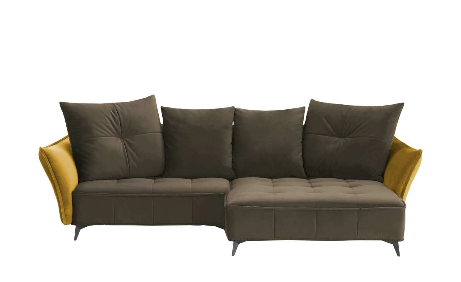 Ecksofa Crease | Braun / Currygelb rechts 3 Ecksofa Crease | Braun / Currygelb rechts