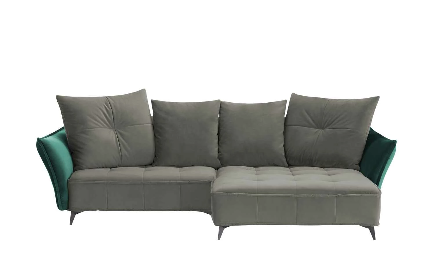 Ecksofa Crease | Grau / Dunkelgrün rechts 3 Ecksofa Crease | Grau / Dunkelgrün rechts