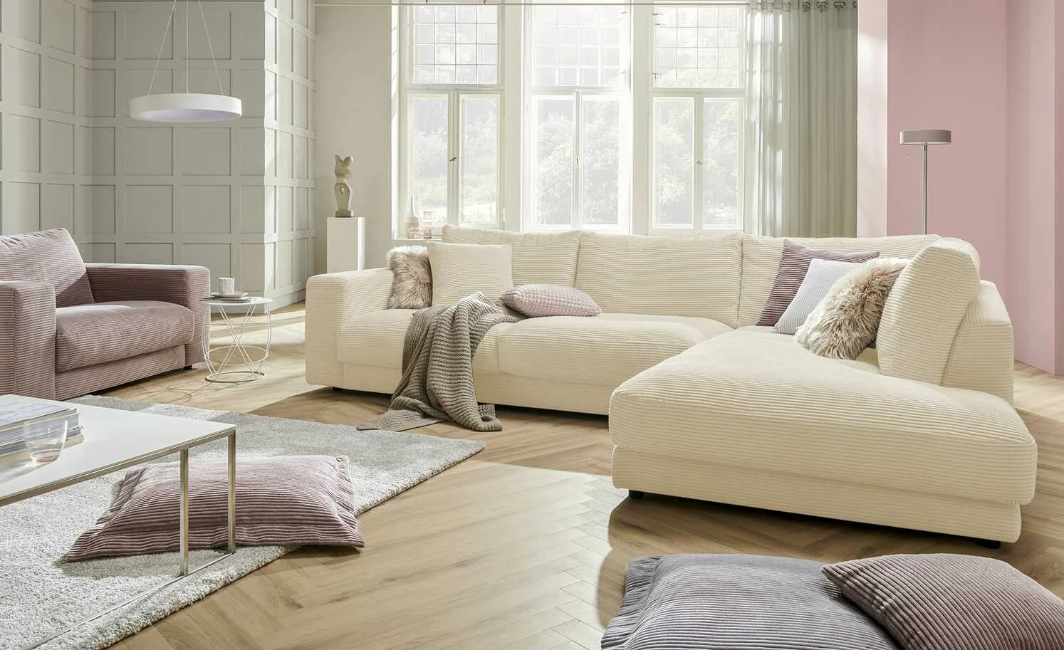 VIVA Cord-Ecksofa Sila | Nature (Creme) rechts 3 VIVA Cord-Ecksofa Sila | Nature (Creme) rechts