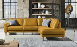 Ravensberger Werkstätten Ecksofa Leder Domino | Kurkuma (Gelb) rechts