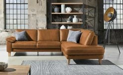Ravensberger Werkstätten Ecksofa Leder Domino | Cognac (Rot-Braun) rechts