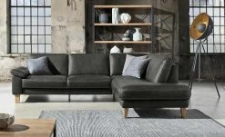 Ravensberger Werkstätten Ecksofa Leder Domino | Graphite (Dunkelgrau) rechts