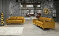 Ravensberger Werkstätten Ledersofa Domino | Kurkuma (Gelb) 181|cm