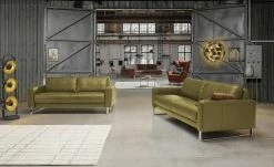 Ravensberger Werkstätten Ledersofa Domino | Camouflage (Dunkelgrün) 181|cm