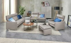 erpo just relax Ledersofa JR 290 Trento | Kiesel (Hellgrau) 2