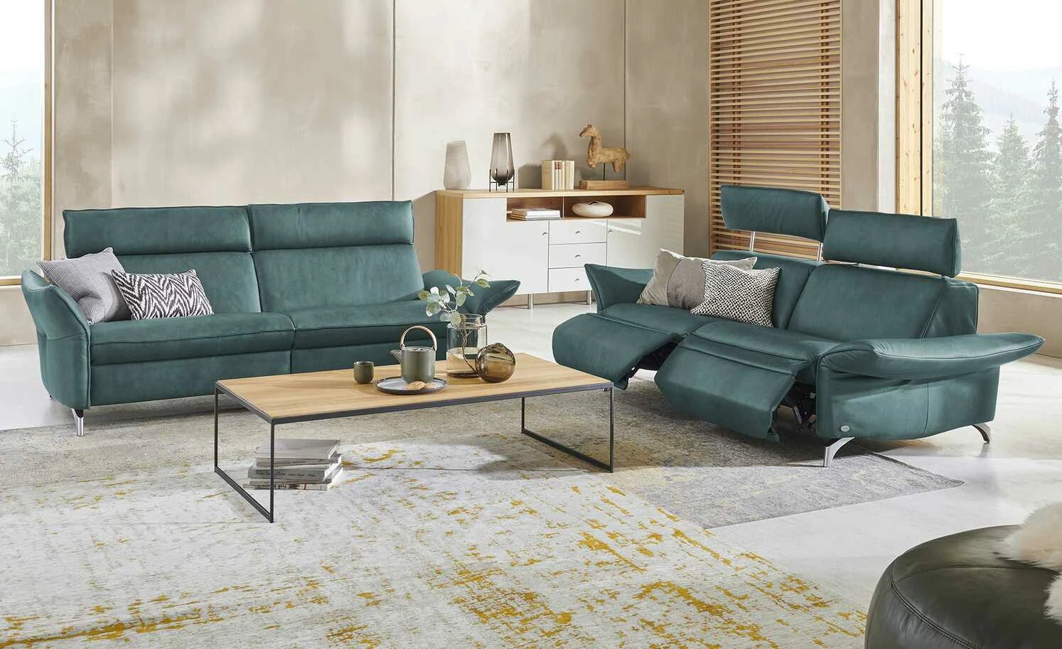 himolla Ledersofa 1926 | Türkis (Blau-Grau) Grundfunktion 3 himolla Ledersofa 1926 | Türkis (Blau-Grau) Grundfunktion