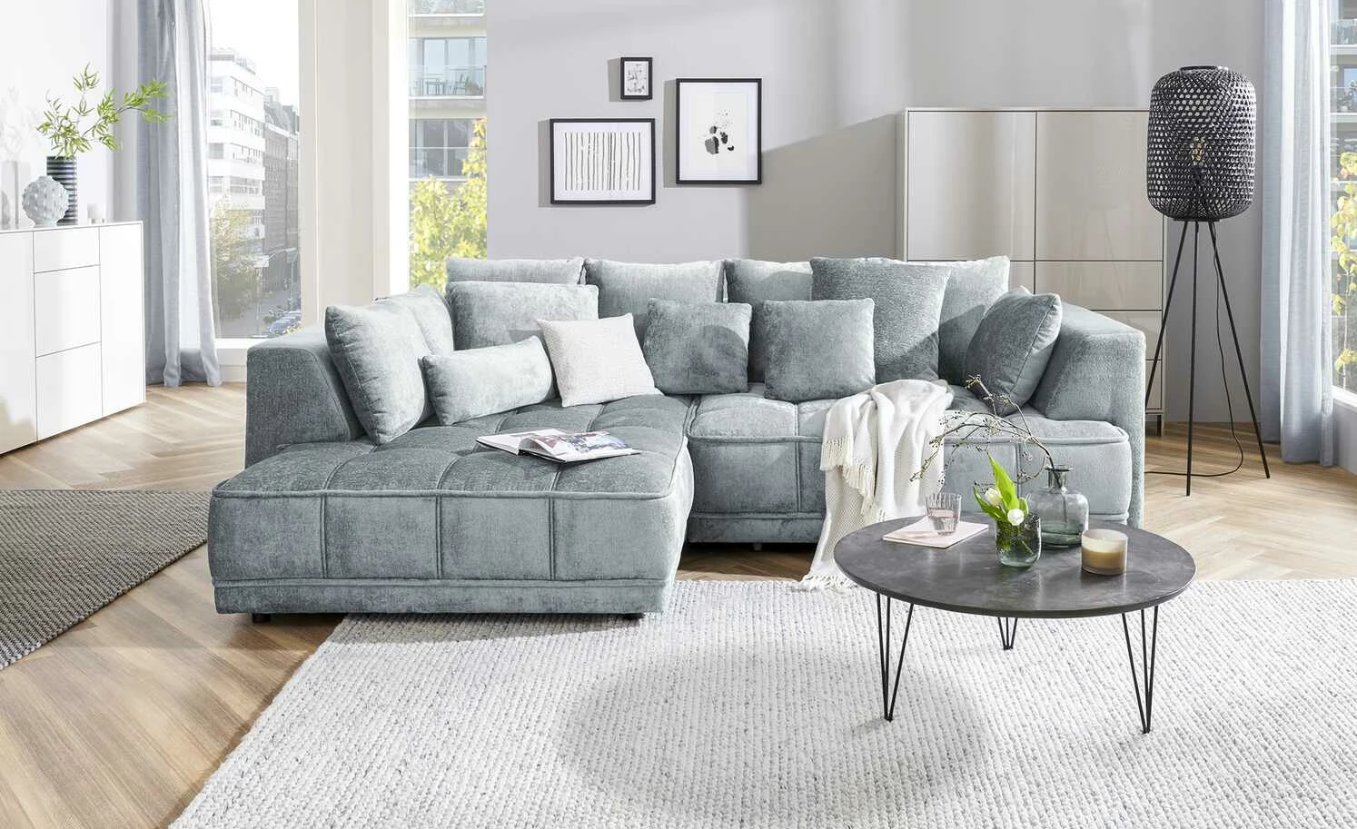 switch Ecksofa Tiga | Blau-Grau links Erweiterte Funktion 3 switch Ecksofa Tiga | Blau-Grau links Erweiterte Funktion