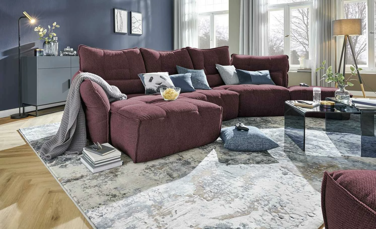 bobb Wohnlandschaft Jeaneva | Burgunderrot links 4 bobb Wohnlandschaft Jeaneva | Burgunderrot links – Bild 2