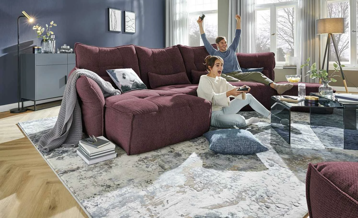 bobb Wohnlandschaft Jeaneva | Burgunderrot links 3 bobb Wohnlandschaft Jeaneva | Burgunderrot links