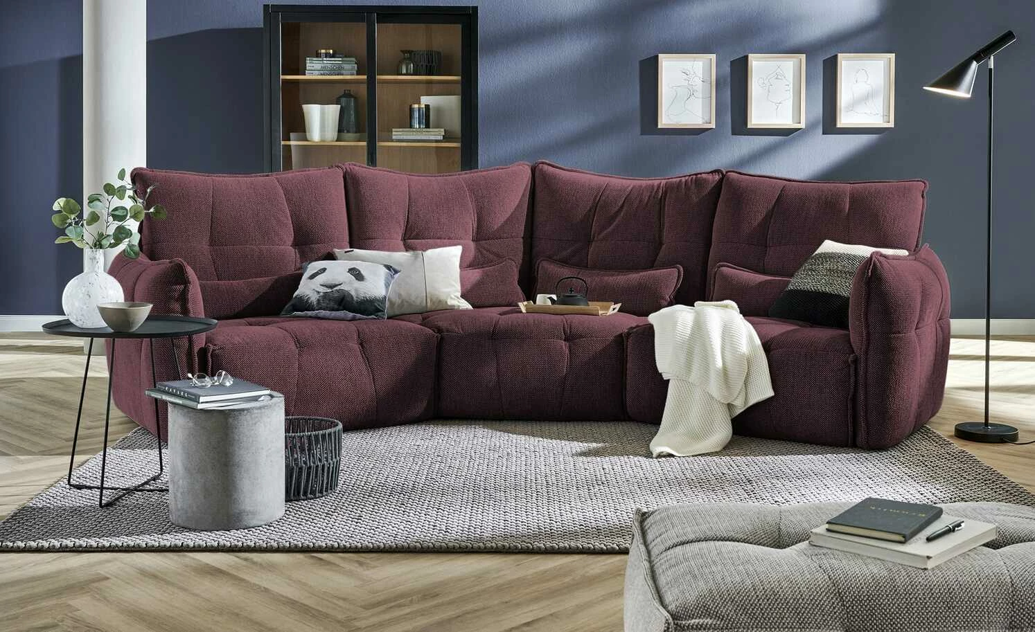 bobb Einzelsofa Jeaneva | 371|cm Burgund Webstoff 3 bobb Einzelsofa Jeaneva | 371|cm Burgund Webstoff
