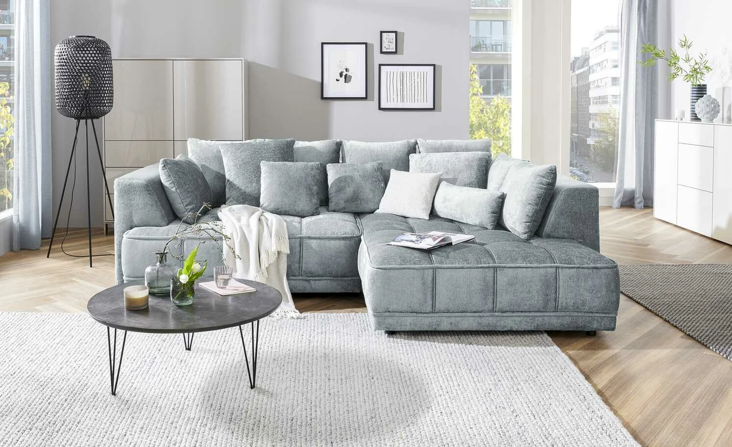 switch Ecksofa Tiga | Blau-Grau rechts ohne 3 switch Ecksofa Tiga | Blau-Grau rechts ohne